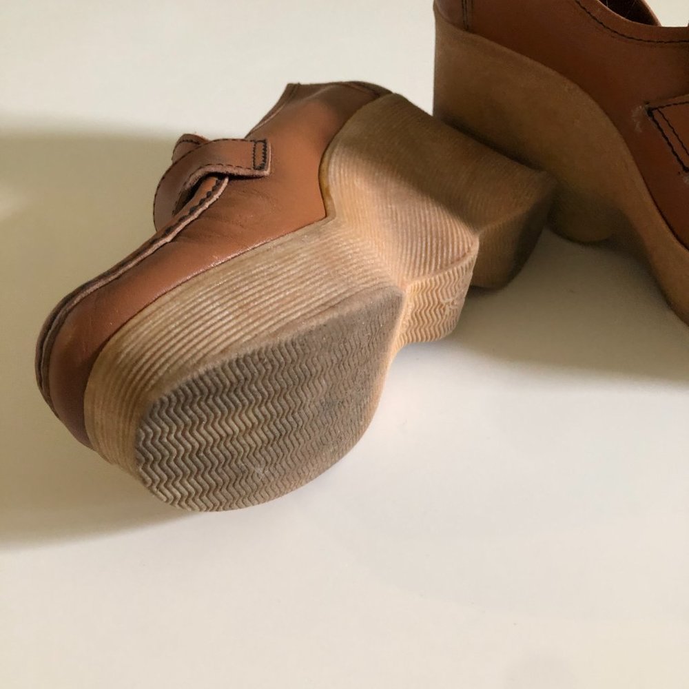 Vintage Famolare Hi There 70s Platform Leather Loafers 7N - Picture 3 of 5